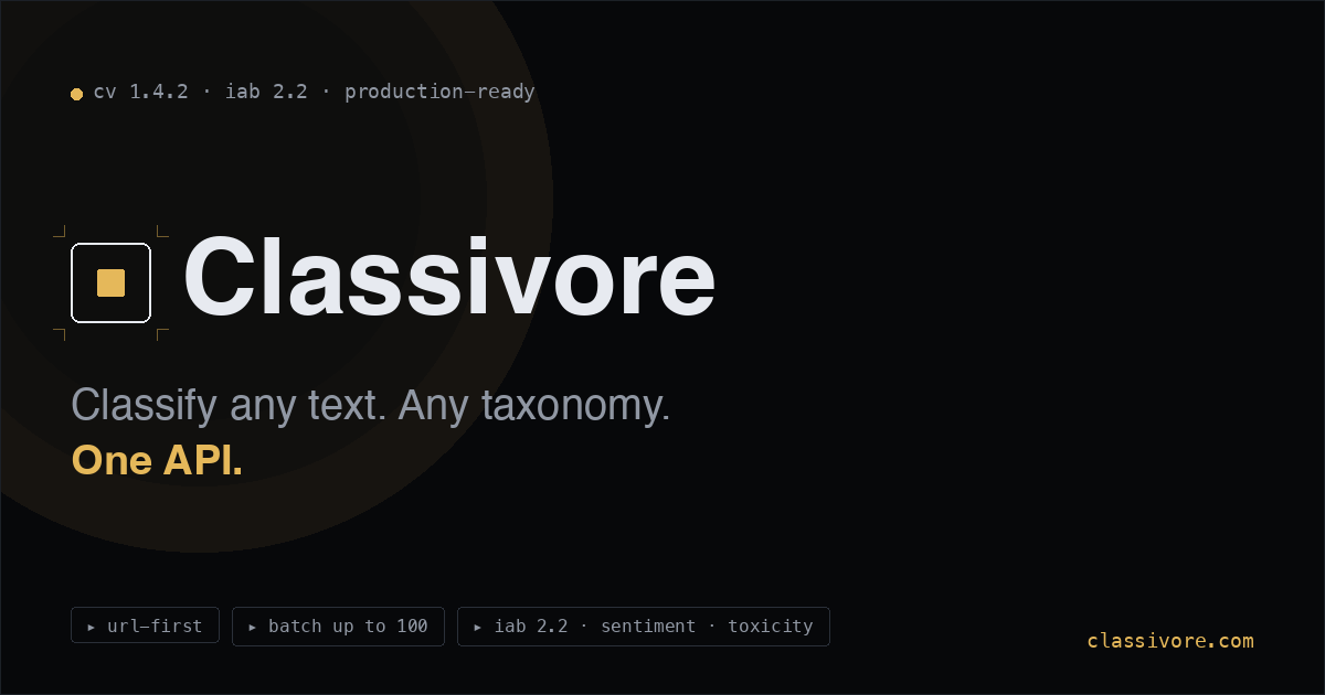 Classivore — Classify any text. Any taxonomy. One API. — Multi-Model ...